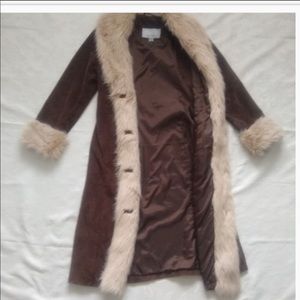 Wilson’s Leather Chocolate brown Fur trimmed Long coat